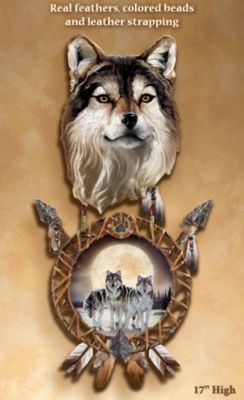 The Bradford Exchange Collectible Dreams Of The Pathfinder Wolf Art Dreamcatcher Replica Collection