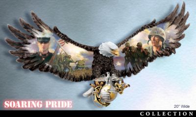 USMC Tribute Wings Of Freedom Eagle Collectible Wall Decor Collection - Exclusive Collection of USMC Collectible Eagle Art Wall Decor! Patriotic Home Decor Tribute Honors Every Marine Warrior
