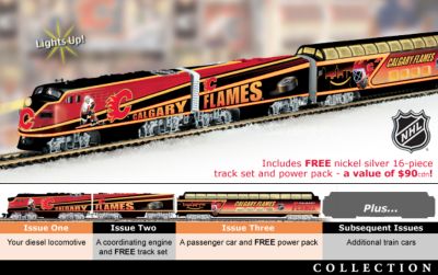 Calgary Flames Express Collectible NHL Hockey Electric Train Collection - Calgary Flames® NHL® Team Hockey Train Set Collection! Collectible Hockey Gift for Calgary Flames® Fans!