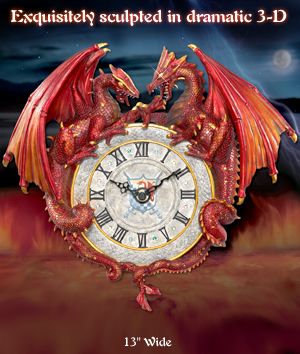 The Hamilton Collection Ancient Keepers Of Time Collectible Red Dragon Wall Clock