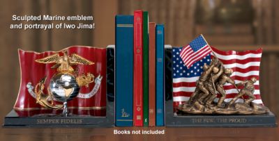 USMC Symbols Of Courage Decorative Bookends - Exclusive USMC Bookends - Decorative Bookends for the Marine You Love. They Make a Terrific USMC Gift for Any Marine!