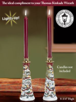 The Hamilton Collection Thomas Kinkade Christmas Village Candlesticks: Unique Candle Holders