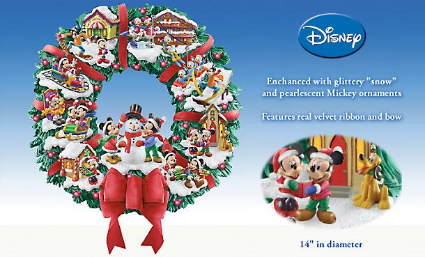 Collectible Disney Mickey & Minnies Magical Christmas Wreath - Mickey Mouse Christmas Wreath Celebrates the Holidays with Magical Fun! A Disney Collectible First from Hamilton Collection!