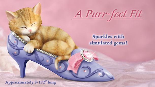 A Purr-fect Fit Collectible Kitten In Shoe Figurine - Exclusive Collectible Kitten in Shoe Figurine Has Just Laid Down for a Nap and Found the Purr-fect Fit! Unique Cat Lover Gift