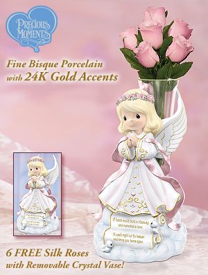 Click here to buy Precious Moments Angel Of Comfort Figurine And Crystal Vase by The Hamilton Collection.