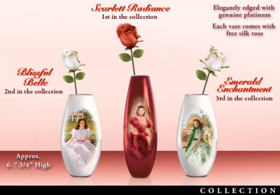 Rose Of The South Scarlett OHara Vase Collection - Exclusive Scarlett OHara Vase Collection Captures Heroines Beauty and Fabulous Costumes! FREE Silk Roses Included!