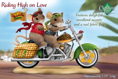 Charming Tails Riding High On Love Collectible Mouse Figurine: Biker Gift - Exclusive Collectible Charming Tails&reg; Motorcycle Themed Mouse Figurine is on the Road to Love! Makes a Unique Biker Gift!