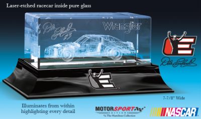 Dale Earnhardt 1987 Wrangler Crystal Block - Limited Edition Dale Earnhardt Memorabilia! Exclusive NASCAR® Laser Etched Dale Earnhardt Racecar Replica Illuminates!