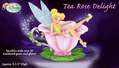 Disney Tinker Bell Tea Rose Delight Teacup Figurine: Tinker Bell Home Decor - First-Ever Disney Tinker Bell Teacup Figurine from Hamilton Collection Brims with Fairy Fun and Sparkles with Simulated Gems!