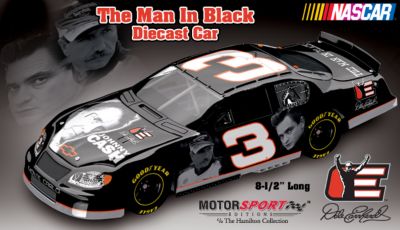 The Man In Black Diecast Car: Dale Earnhardt And Johnny Cash NASCAR Collectible - Dale Earnhardt and Johnny Cash NASCAR® Diecast Unites Two Awe-Inspiring Legends for One Collectible Diecast Tribute!