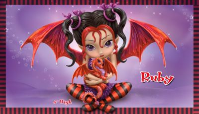 Ruby Fairy And Dragon Figurine