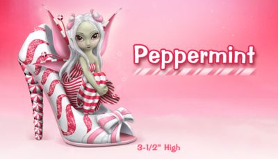 Peppermint Candy Shoe Fairy Figurine - An Exclusive, First-Ever Shoe Fairy Figurine! Peppermint Candy Figurine Features Fantasy Artist Jasmine Becket-Griffith!