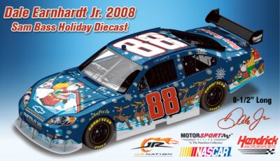 Dale Earnhardt Jr. Sam Bass Holiday 2008 Impala 1:24-Scale Diecast Car - Dale Jr. Sam Bass Holiday Diecast Car Celebrates the Season with a First-Ever Santa Claus Paint Scheme!
