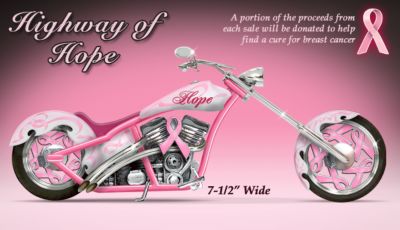 Click here to buy Breast Cancer Support Motorcycle Figurine by The Hamilton Collection.