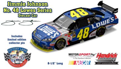Click here to buy Jimmie Johnson No. 48 Lowe's 2009 Raced-Win Diecast Car by The Hamilton Collection.