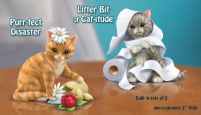 Little Cat-astrophies Kitten Figurines: Set Of Two - Limited-Edition Miniature Kitten Figurines Caught in Frisky "Cat-astrohpies" and Make Purr-fect Gift for All Cat Lovers!