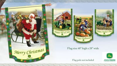John Deere Collectible Holiday Decorative Outdoor Flag Collection With Donald Zolan Art - First-ever Collectible John Deere Holiday Outdoor Flag Collection Rings in the Holidays with Artistry of Donald Zolan!