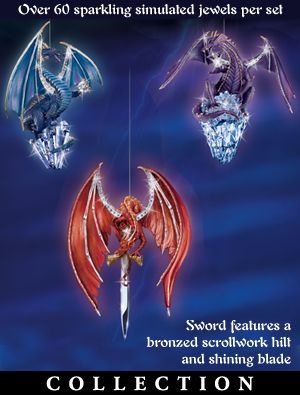 Dragons Of The Crystal Powers Ornament Collection: Set of Three