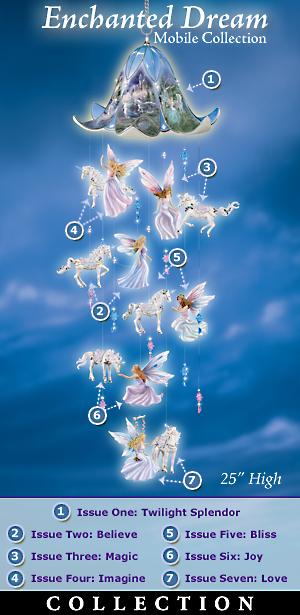 The Bradford Editions An Enchanted Dream Mobile Collection: Fantasy Fairy And Unicorn Collectible