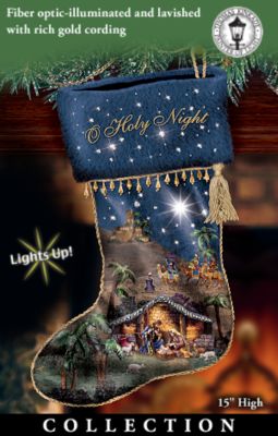 The Bradford Editions Thomas Kinkade O Holy Night Christmas Stocking Collection: Christmas Decoration