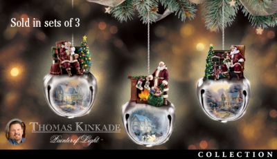Thomas Kinkade Ringing In The Season Jingle Bell Ornament Collection: Set of Three