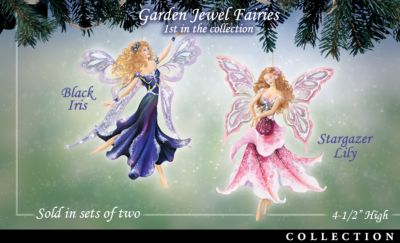Garden Jewel Fairies Ornament Collection: Collectible Fairy Christmas Ornaments - Exclusive Garden Fairy Christmas Ornament Collection with Soft, Lifelike Hair and Sparkling Swarovski&reg; Crystals!