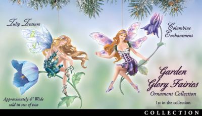Garden Glory Fairies Ornament Collection: Sets Of Two - Colorful Collection of Fairy Ornaments Lights Up Your Tree with Sparkling Jewels! Exclusive Fairy Art Collectibles!