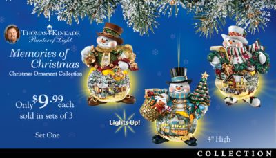 Thomas Kinkade Memories Of Christmas Ornament Collection: Set of Three