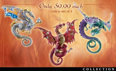 Dragons of the Crystal Cave Ornament Collection: Set of Three