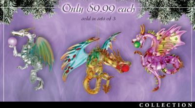 Dragons Of Mystic Mountain Ornament Collection: Set of Three