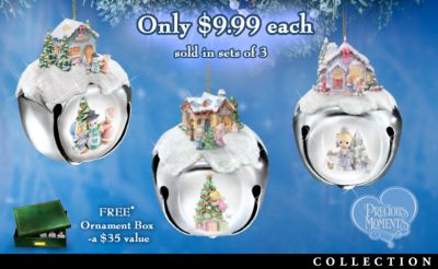 Precious Moments Sleigh Bells Christmas Tree Ornament Collection - Precious Moments&reg; Sleigh Bells Christmas Tree Ornament Collection for Eyes and Ears! Exclusive Firsts, FREE Storage Box!