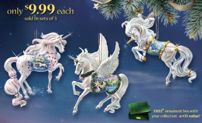 Mimi Jobe Fantasy Art Unicorns In The Fairy Garden Christmas Ornament Collection - Exclusive First-ever Unicorn Christmas Ornament Collection with Mimi Jobe Fantasy Art! FREE Ornament Box!