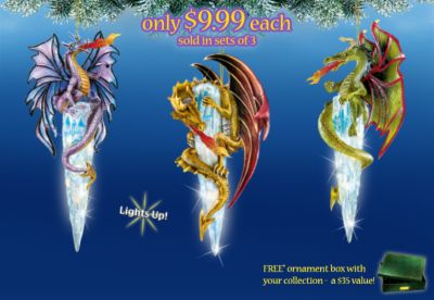 Dragons Of Fire & Ice Ornament Collection: Set of Three