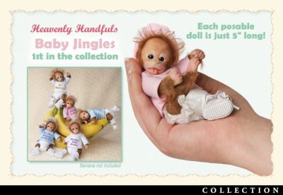 Heavenly Handfuls Lil Monkey Hugs Collectible Baby Monkey Doll Collection - Realistic Poseable Baby Monkey Doll Collection! Exclusive Heavenly Handfuls First by Artist Darlene Austin!