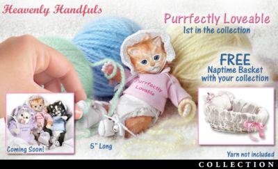 Heavenly Handfuls Lil Kitten Loves Plush Doll Collection - Collectible Miniature Kitten Doll Collection a Purr-fectly Irresistible First! Exclusive Poseable Plush Kittens, FREE Basket!