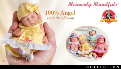 Heavenly Handfuls TWEETY Sweeties Lifelike Baby Doll Collection In Looney Tunes Outfits - Heavenly Handfuls Lifelike Baby Doll Collection! Miniature Baby Doll Outfits Showcase Adorable Looney Tunes TWEETY Artwork