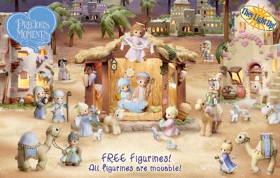 Precious Moments Oh Holy Night Christmas Nativity Scene Village Collection - Collectible Precious Moments&reg; Village Collection Brings Nativity Scene to Life with FREE Figurines! Exclusive First!