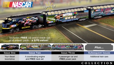 NASCAR&reg; Raceways Express Train Collection - Exclusive NASCAR&reg; Electric Train Set Collection Roars Down the Track, Loaded with Raceway Thrills! Officially Licensed!