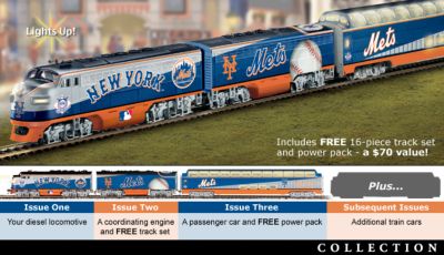 New York Mets&reg; Express Major League Baseball&reg; Train Collection - Light-up <i>New York Mets&reg;</i> Express Major League Baseball&reg; Train Set Collection a Real Home Run!