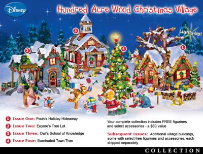 Winnie The Pooh Collectible Hundred Acre Wood Miniature Christmas Village Collection - Hundred Acre Wood Christmas Village Lights Up for a Hunny of a Holiday! Winnie the Pooh Collectibles, Unique Christmas Decor