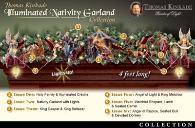 Thomas Kinkade Nativity Garland Collection: Lighted Indoor Christmas Decoration - Thomas Kinkade Nativity Garland Collection Brightens the Season! Exclusive Indoor Christmas Decoration is a Market First!