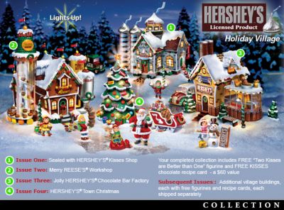 Hersheys Holiday Illuminated Village Collection - Exclusive Hersheys Village Collection Unwraps Priceless Memories of a Classic Chocolate! FREE Figurines and Recipe Cards!