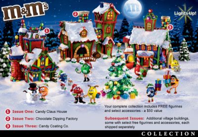 M&MS Christmas Village Collection Featuring M&MS Character Figurines - M&MS&reg; Characters Christmas Decor in a First-Ever Festive Village Collection with Illuminated, Candy-Coated Buildings!