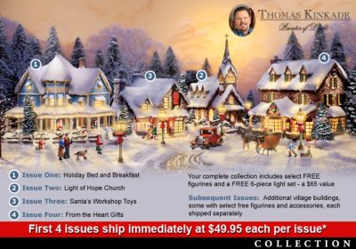 Thomas Kinkades Collectible Village Christmas Collection With Super Starter Set - Exclusive First Thomas Kinkade Christmas Village Collection! Everything You Need to Bring Christmas to Life!