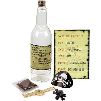 Pirate party message in a bottle invitation