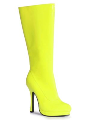 neon yellow knee high boots