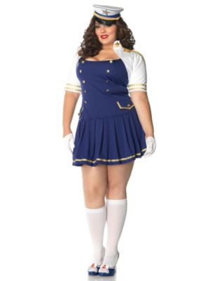 Womens Sexy Plus Ship Shape Captain Navy Costume Youzone 