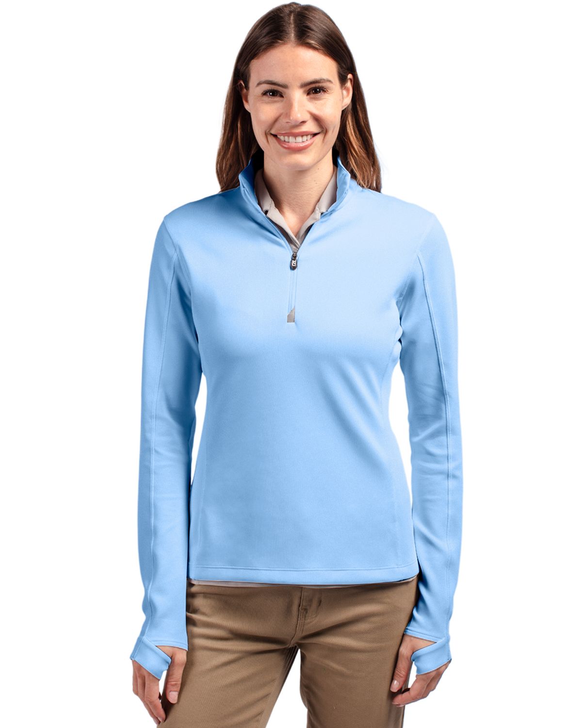 Cutter & Buck Traverse Recycled Smooth Stretch Womens Quarter Zip Pullover 185