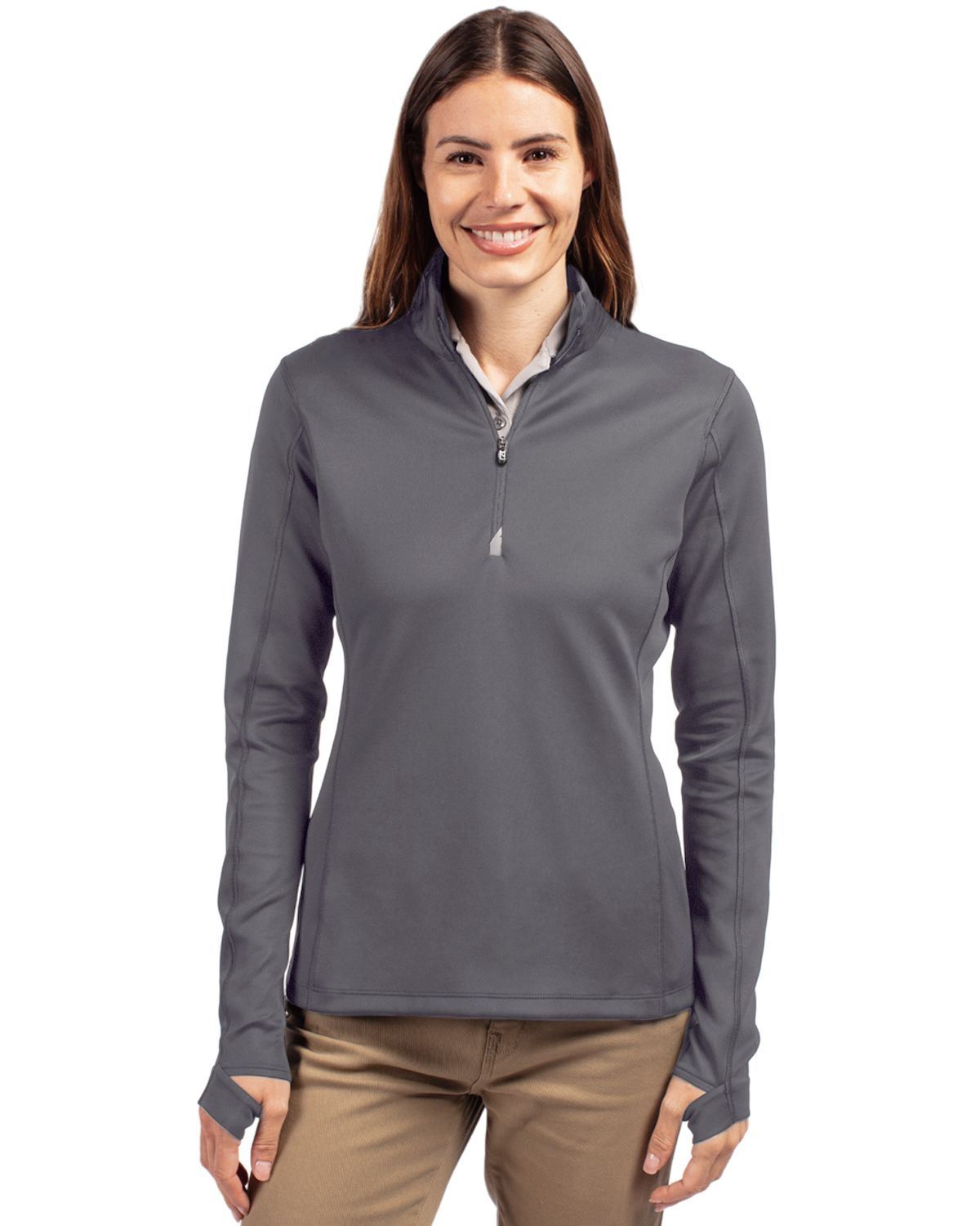 Cutter & Buck Traverse Recycled Smooth Stretch Womens Quarter Zip Pullover 138
