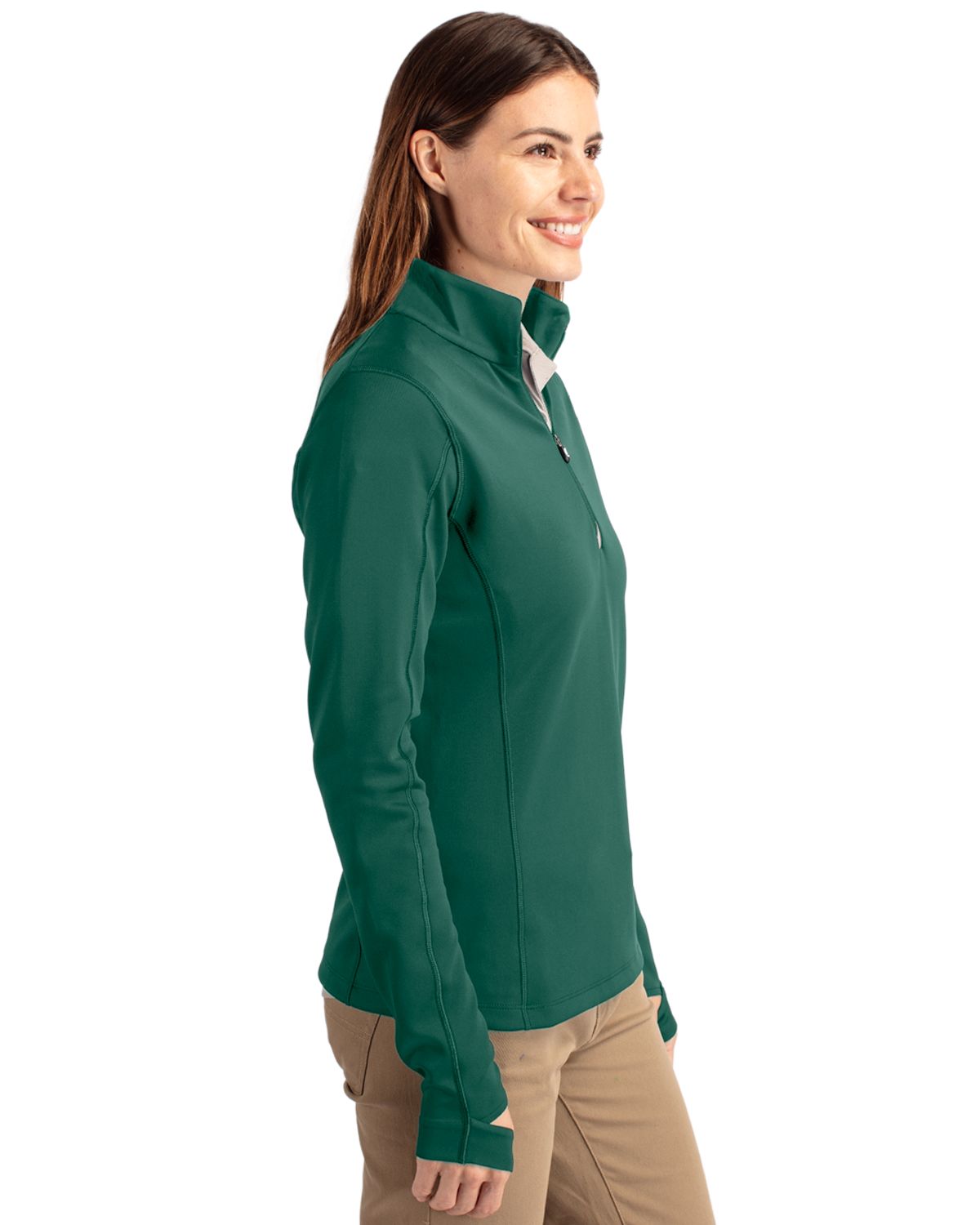 Cutter & Buck Traverse Recycled Smooth Stretch Womens Quarter Zip Pullover 155